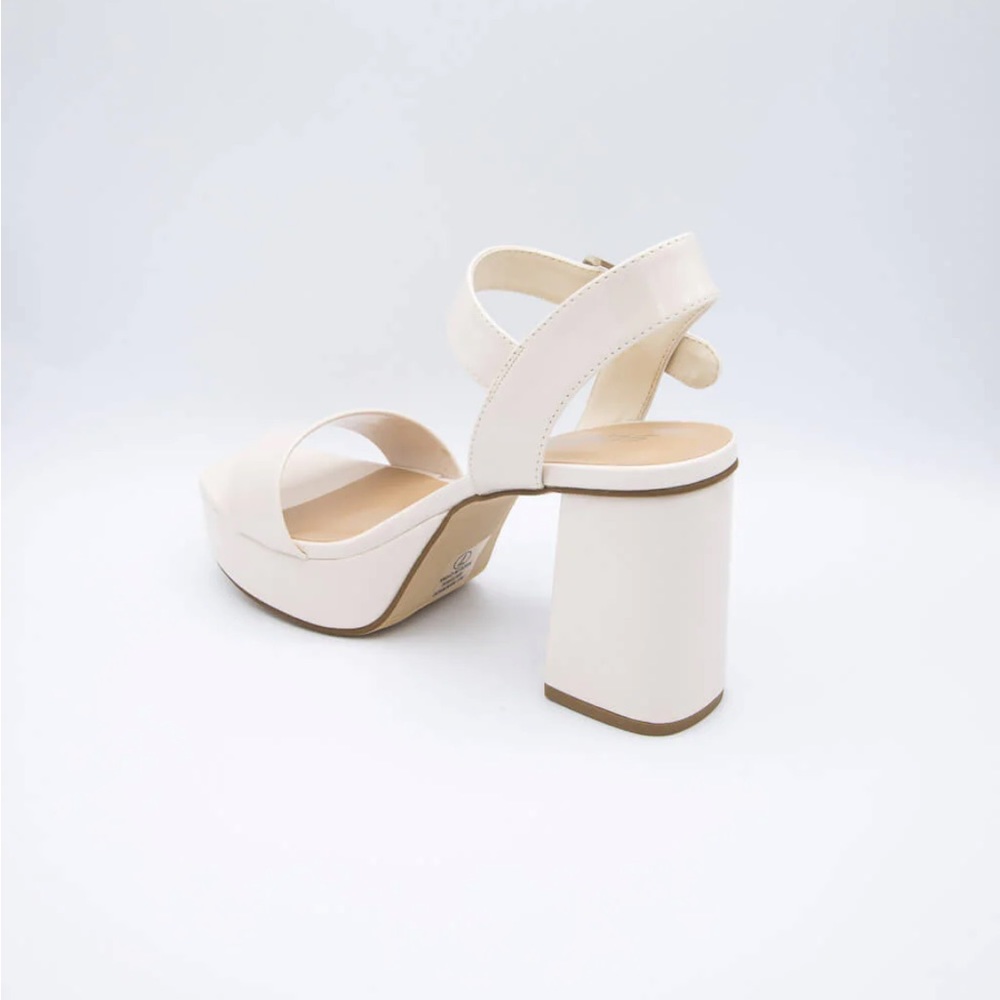 OFF WHITE MACEY OPEN TOE ANKLE STRAP PLATFORM FAUX LEATHER STRAPPY SANDALS NIB - Picture 5 of 6